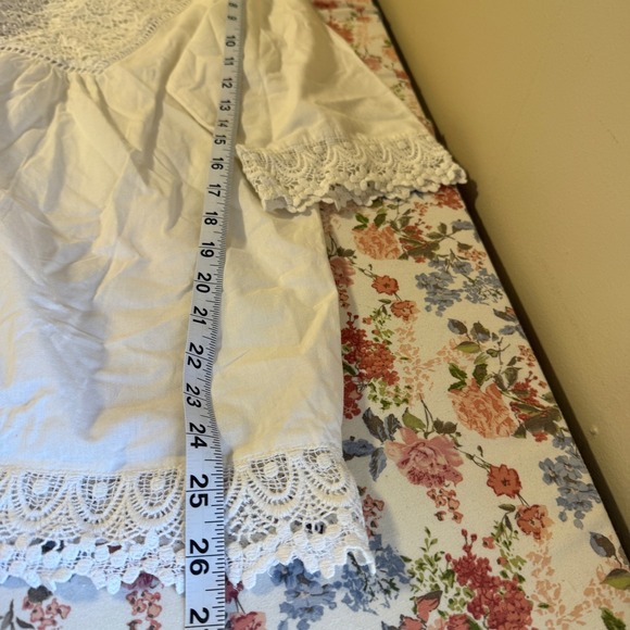 Womens White Crochet Lace Embroidered Tunic Blouse Medium Cottagecare Boho - Picture 7 of 13